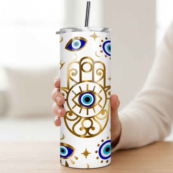 Hamsa Evil Eye Tumbler - Picture 1 of 3